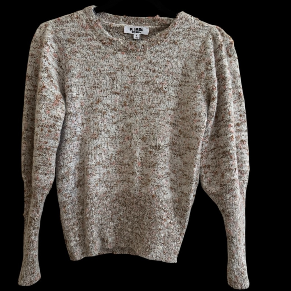 BB Dakota Cream Crew Neck Sweater with Ribbed Cuffs